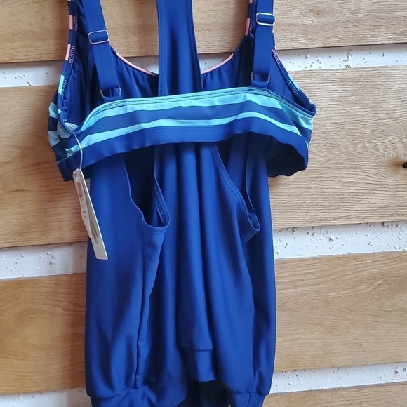 Next Double Up Tanktini Swim Top Sz. 32 B/C Stripe Impact Navy Top - Picture 5 of 12